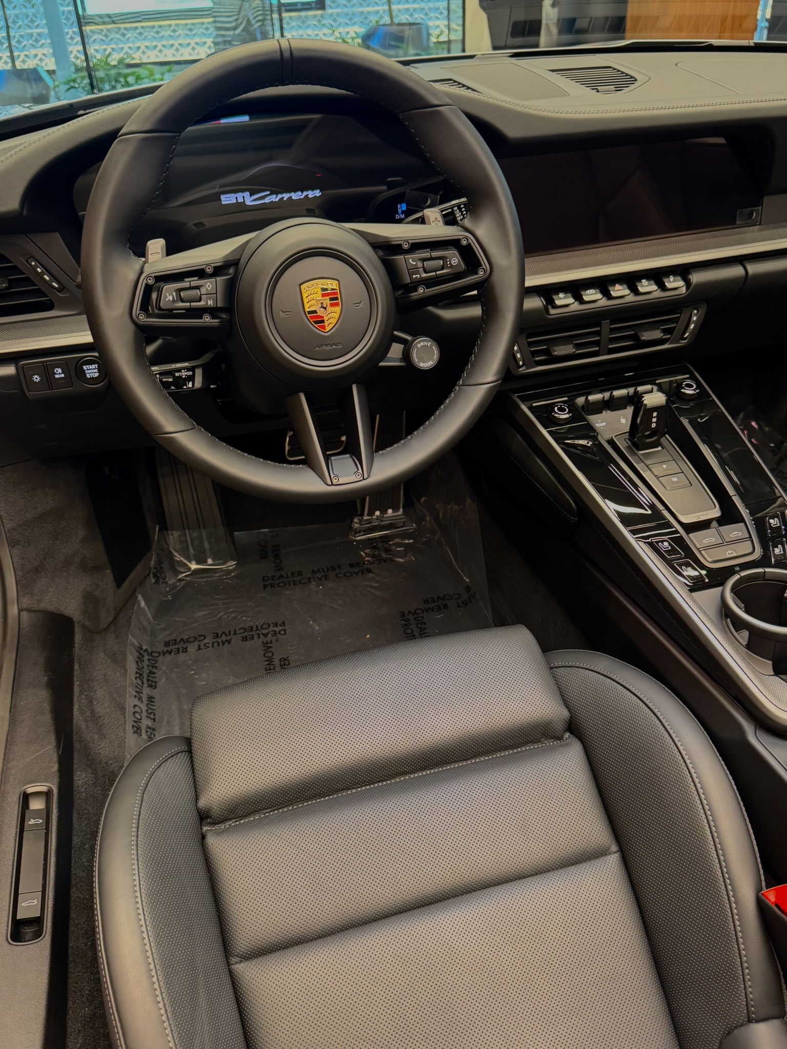 Porsche 911 Carrera interior at a dealership in San Diego California